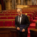 Quim Torra, durante el pleno extraordinario en el Parlament de Catalunya tras la decisión de la Junta Electoral a 4 de enero de 2020/Ep