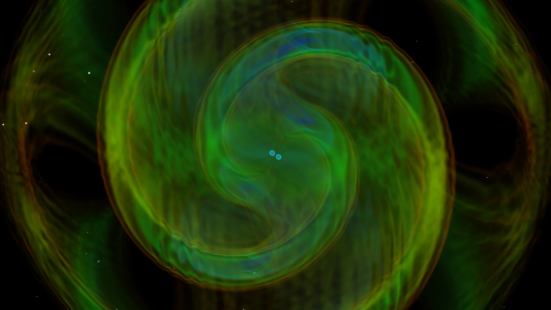 Simulación por ordenador de las ondas gravitacionales emitidas en el evento GW190425.