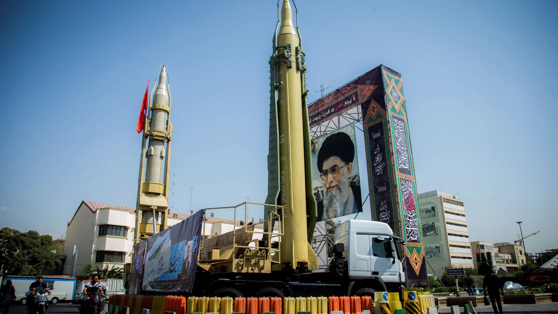 FILE PHOTO: Supreme leader display seen at Baharestan Square in Tehran