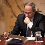 El president Torra en la reunión del Govern de esta mañana.
