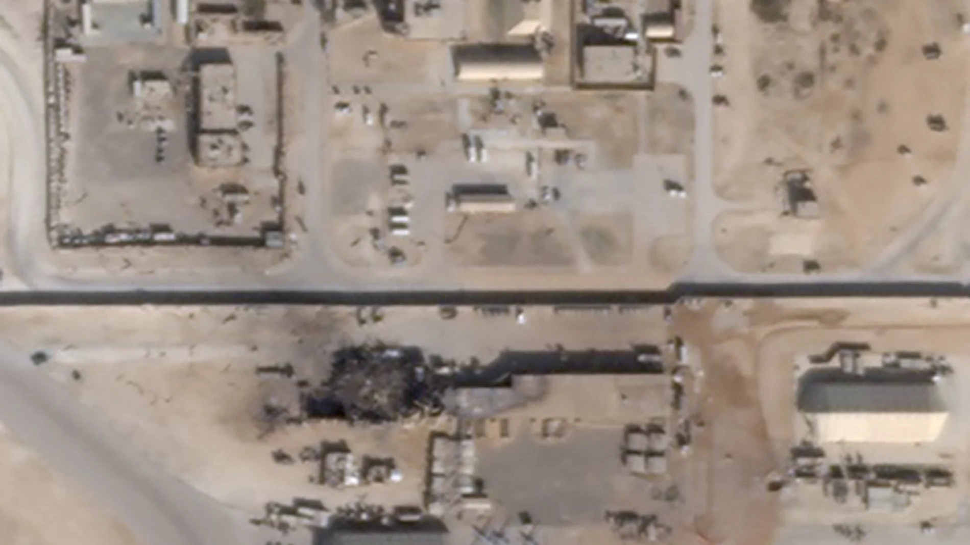 Damage at Al Asad air base in Iraq is seen in a satellite picture taken January 8, 2020