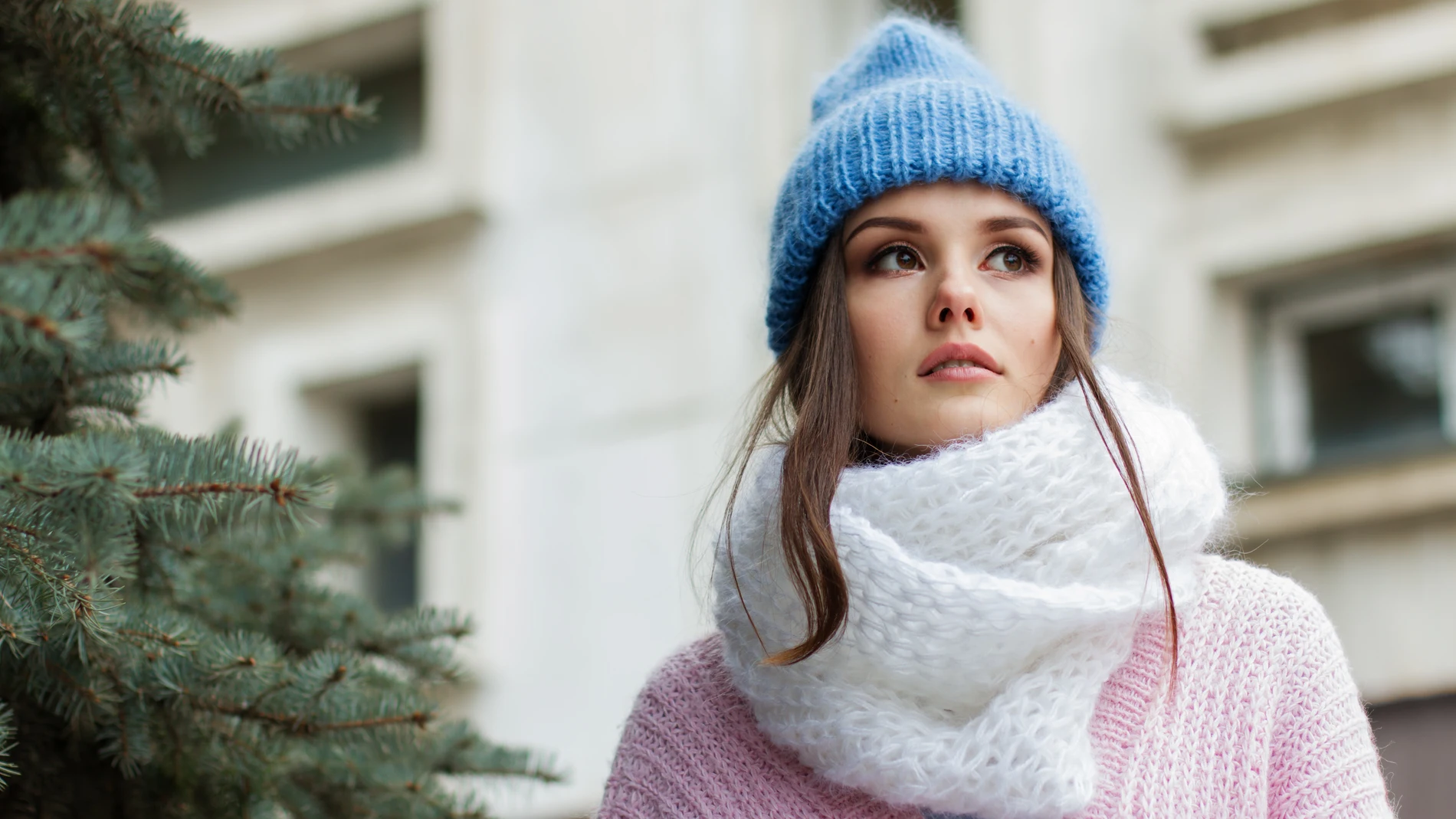 DANMY - Gorro de invierno para mujer, de punto cálido, de lana