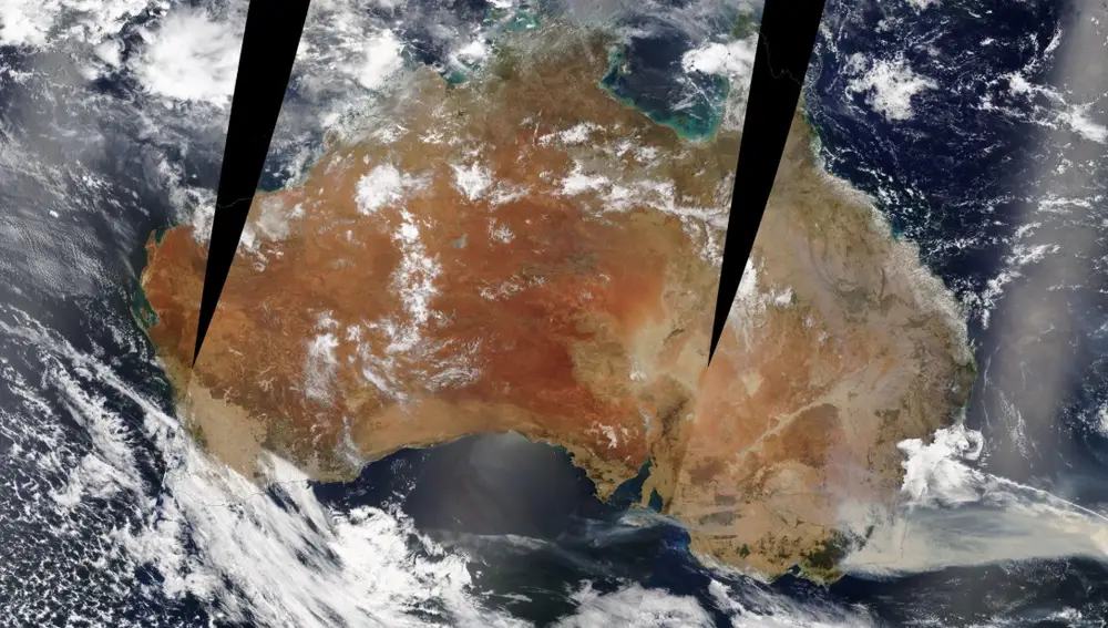 Así se ve el incendio de Australia desde el cielo
