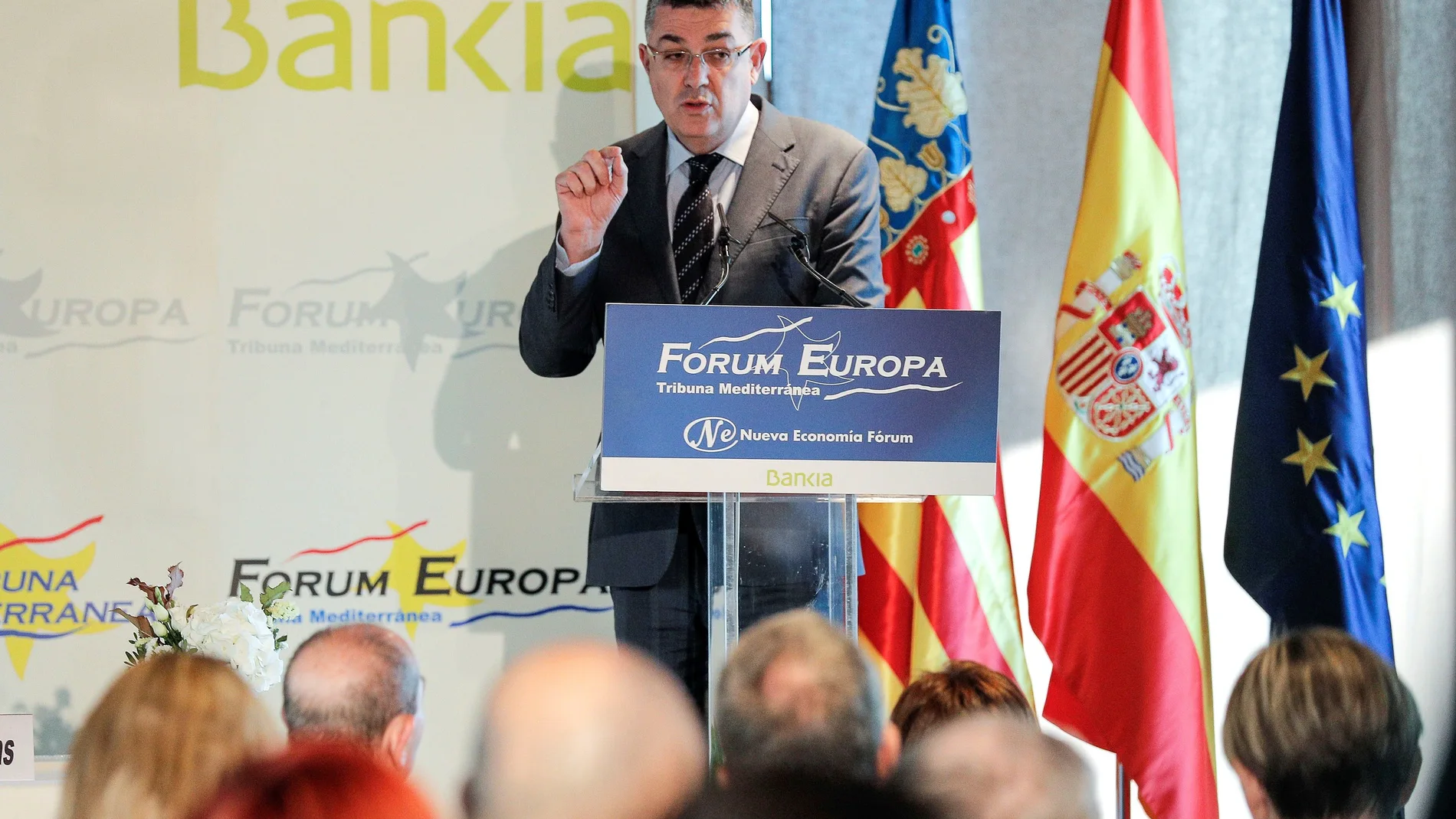 El presidente de Les Corts Valencianes, Enric Morera, interviene en el Fórum Europa Tribuna Mediterránea