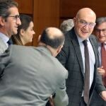 El consejero de Agricultura, Ganadería y Desarrollo Rural, Jesús Julio Carnero, momentos antes de la reunión en la que se ha aprobado la cláusula de mediación