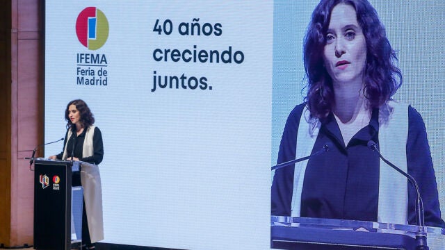 La presidenta de la Comunidad de Madrid, Isabel Díaz Ayuso clausura la jornada `Crónica de cuatro décadas de Ifema´ con motivo del 40 aniversario de la Feria de Madrid (IFEMA), en Madrid (España), a 15 de enero de 2020.Ricardo Rubio / Europa Press
