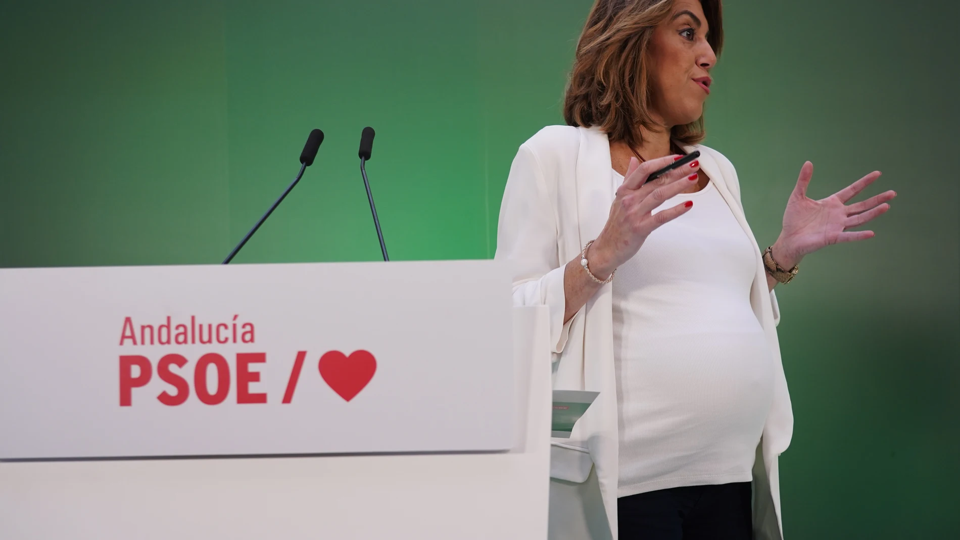 La secretaria general del PSOE-A, Susana Díaz, en la rueda de prensa para hacer balance del año de gobierno de PP-A y Cs en Andalucía. Eduardo Briones / Europa Press