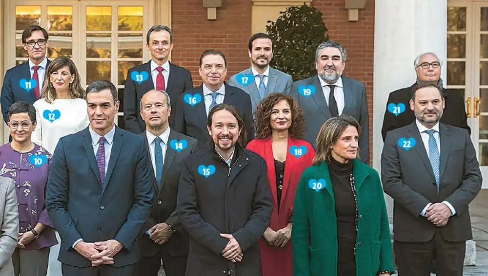 Los 22 corazones de Pedro Sánchez: el lado rosa del Consejo de Ministros