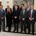 Ximo Puig, en el encuentro empresarial que ha mantenido con el presidente de la CEV, Salvador Navarro, y los vicepresidentes de la entidad empresarial