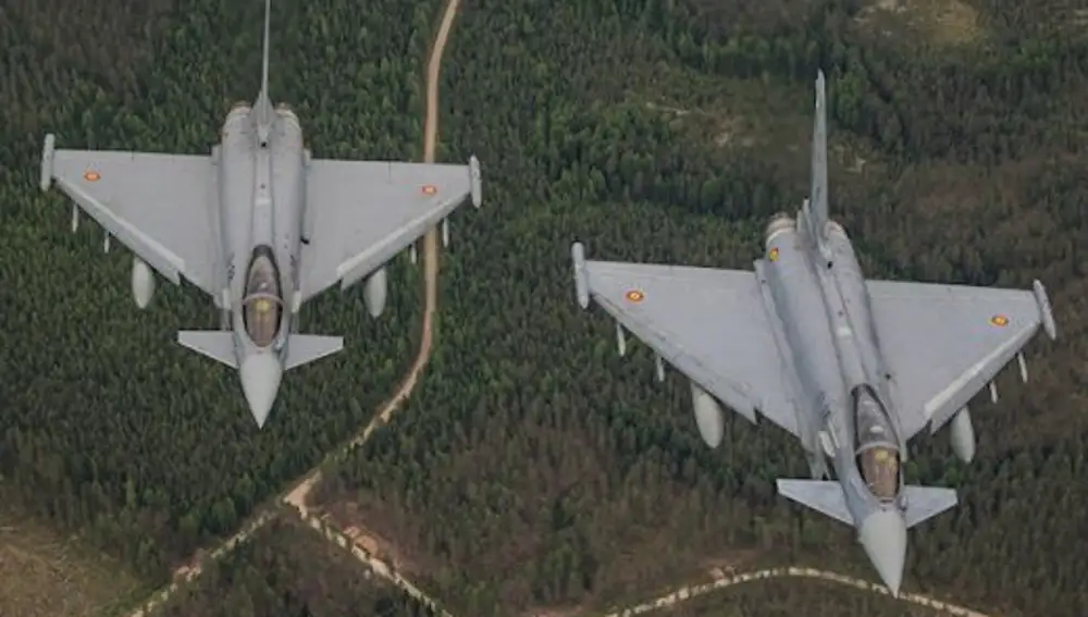 Dos Eurofighter españoles en la misión de la OTAN en el Baltico.