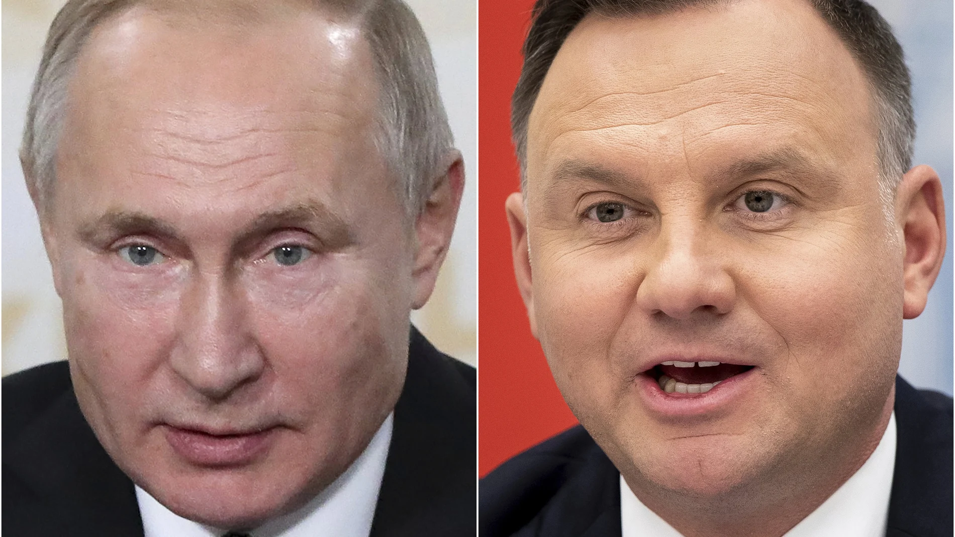 El presidente ruso Vladimir Putin y su homólogo polaco Andrzej Duda