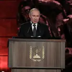 El presidente ruso Vladimir Putin habla durante el Quinto Foro Mundial del Holocausto en el museo conmemorativo del Holocausto Yad Vashem en Jerusalén, el 23 de enero de 2020.