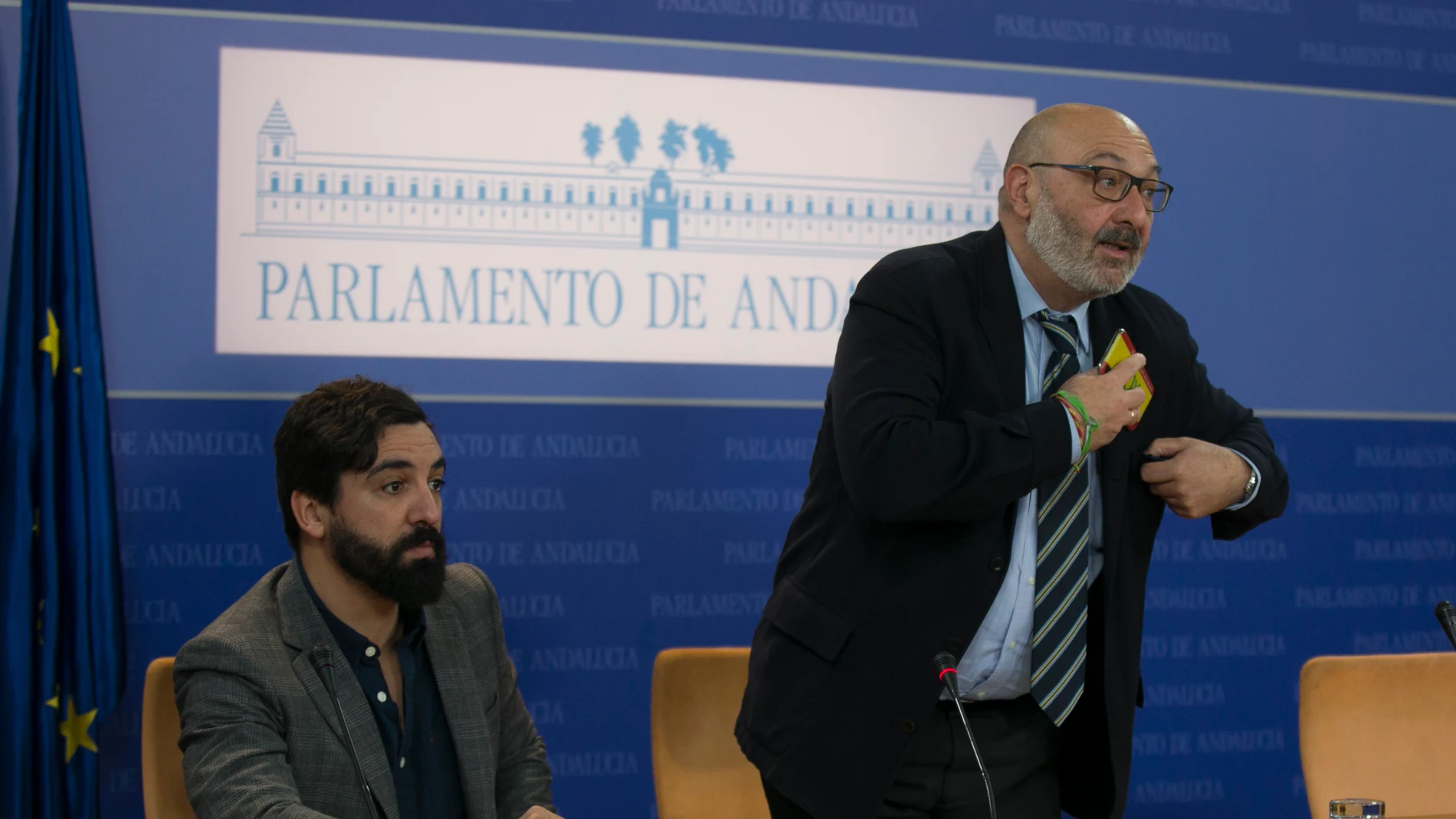 Rueda de prensa del portavoz de Vox en el Parlamento de Andalucía, Alejandro Hernández