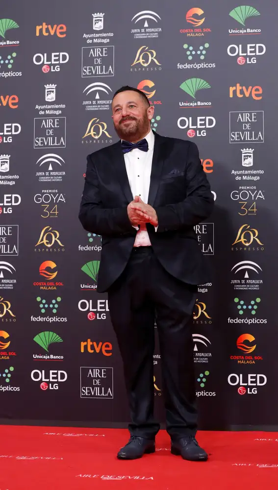 El actor Pepón Nieto a su llegada a la entrega de los Premios Goya 2020 que se celebra esta noche en el Palacio de los Deportes José María Martín Carpena de Málaga