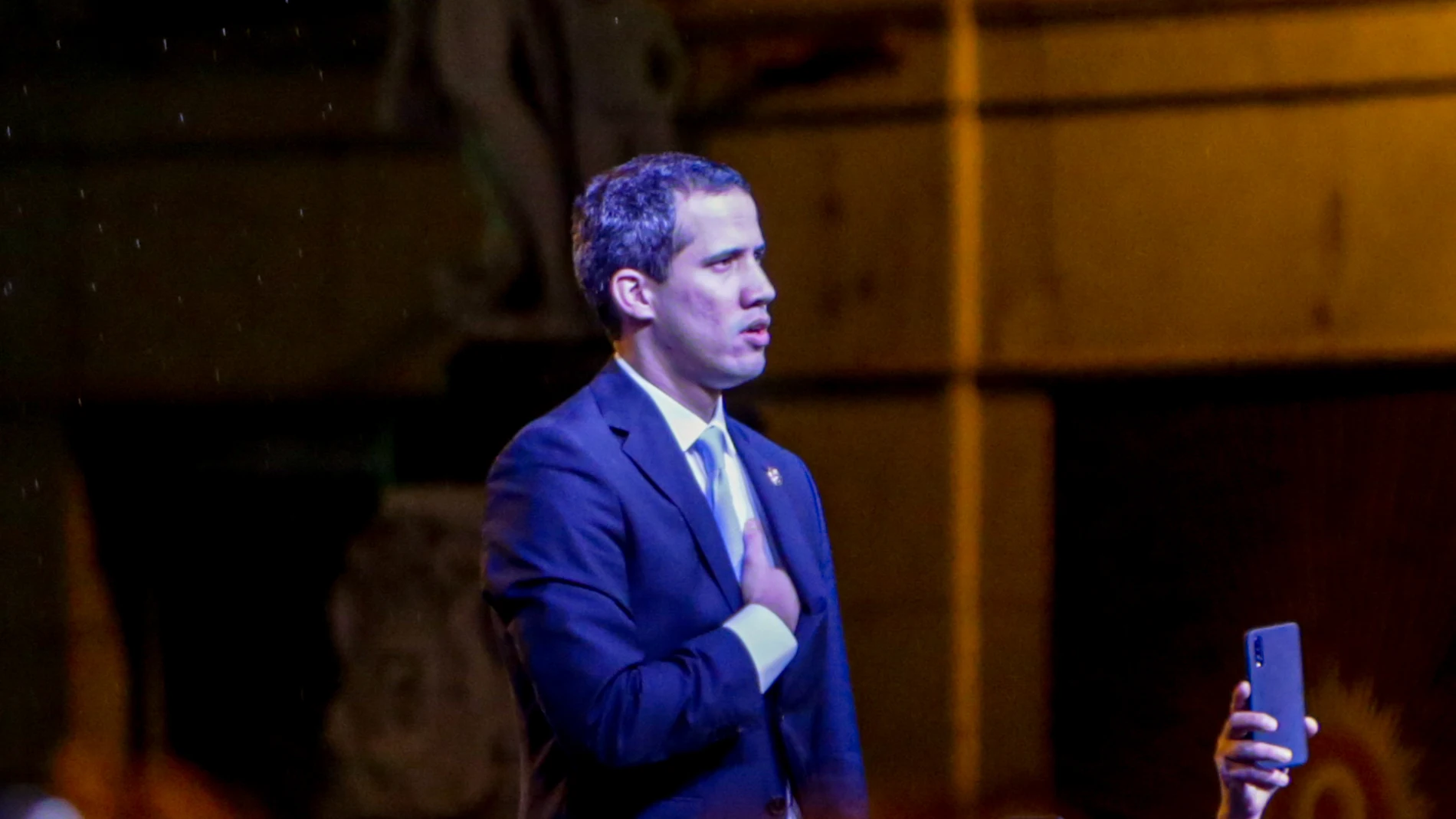 Encuentro de Guaidó con la diáspora venezolana en la Puerta del Sol, en Madrid a 25 de enero de 2020
