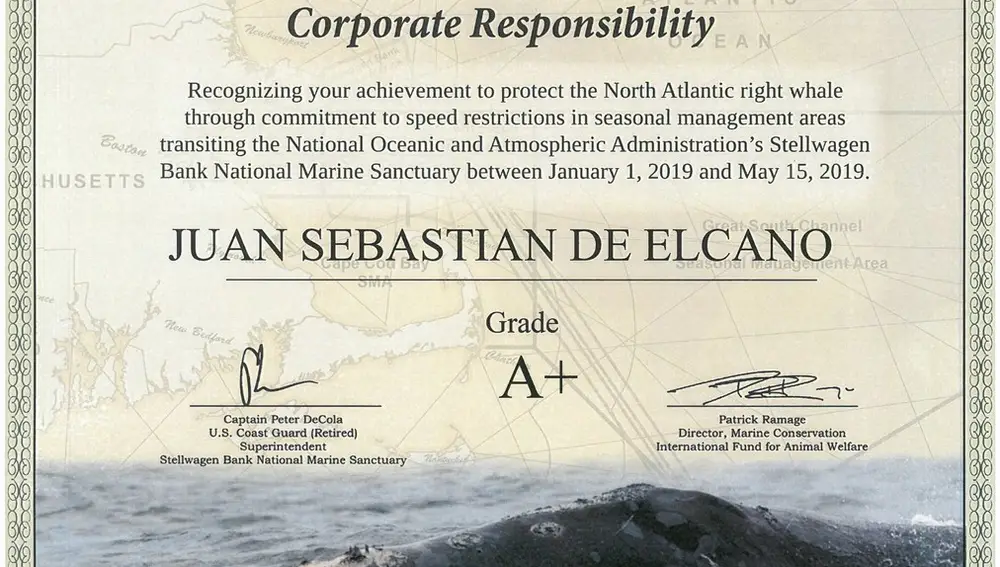 Certificado de responsabilidad de la Administración Nacional Oceánica y Atmosférica
