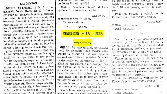 Real Decreto de 28 de enero de 1920 por el que se crea el Tercio de extranjeros