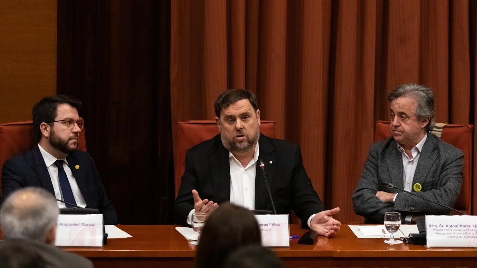 El exvicepresidente de la Generalitat encarcelado, Oriol Junqueras, durante su intervención en la comisión del 155 en el ParlamentPAU VENTEO - EUROPA PRESS28/01/2020