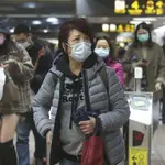 Personas con máscaras en el metro