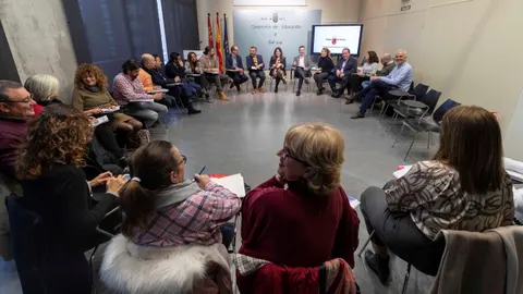 GRAFCVA1508. MURCIA, 29/01/2020.- La consejera de Educación y Cultura, Esperanza Moreno, preside la reunión, en la sede de su departamento, con la Comisión regional de directores de Infantil y Primaria. EFE/Marcial Guillén