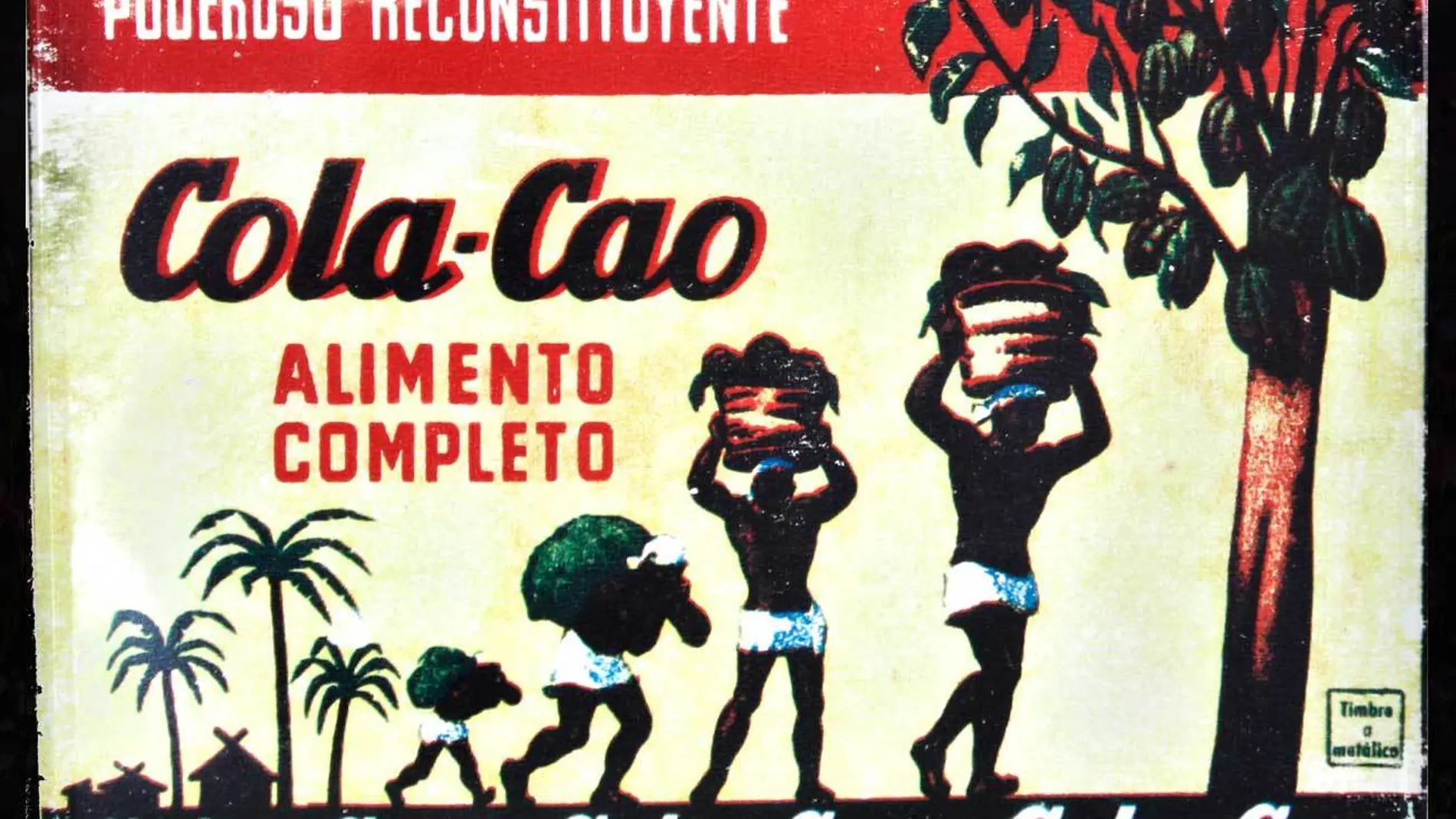 Una vieja etiqueta de Cola Cao, marca que en los años 50 lanzó «la canción del negrito»