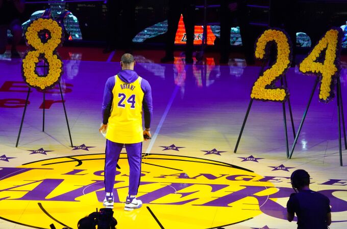 31 January 2020, US, Los Angeles: LA Lakers' LeBron James con la camiseta de Kobe Bryant durante el homenaje a Kobe Bryant en el Staples Center. Photo: Scott Varley/Orange County Register via ZUMA/dpa31/01/2020 ONLY FOR USE IN SPAIN