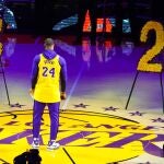 31 January 2020, US, Los Angeles: LA Lakers' LeBron James con la camiseta de Kobe Bryant durante el homenaje a Kobe Bryant en el Staples Center. Photo: Scott Varley/Orange County Register via ZUMA/dpa31/01/2020 ONLY FOR USE IN SPAIN