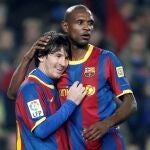 Abidal y Messi, cuando eran compañeros en el Barcelona