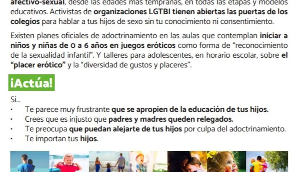 “Hoy hemos jugado a ser gays”: Así es el folleto del “pin parental” que HazteOír reparte en los colegios