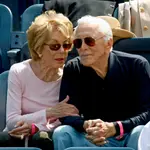 Kirk Douglas, junto a Anne Buydens, en un partido de US Open de tenis.