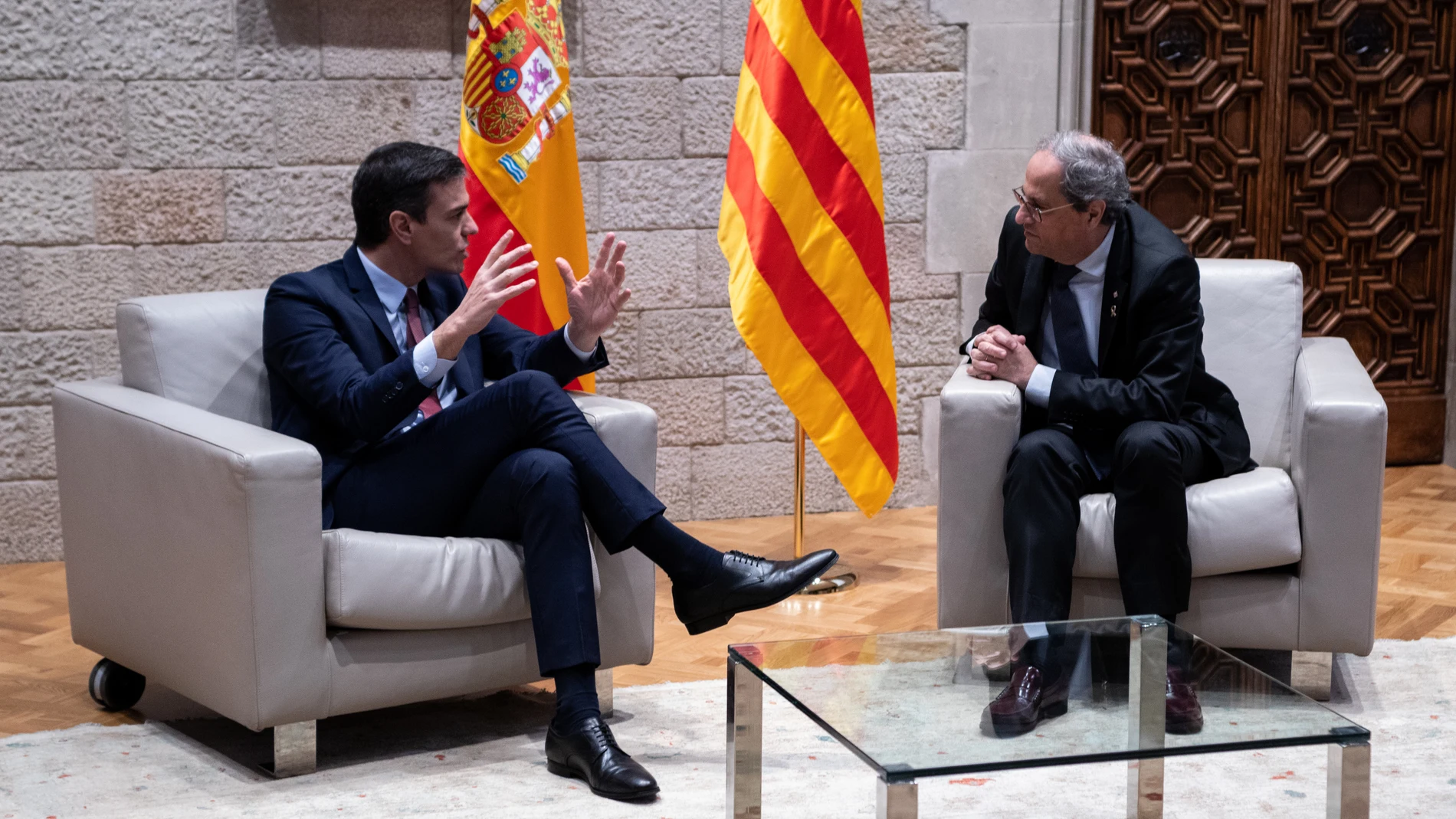 El presidente de la Generalitat, Quim Torra y el presidente del Gobierno, Pedro Sánchez