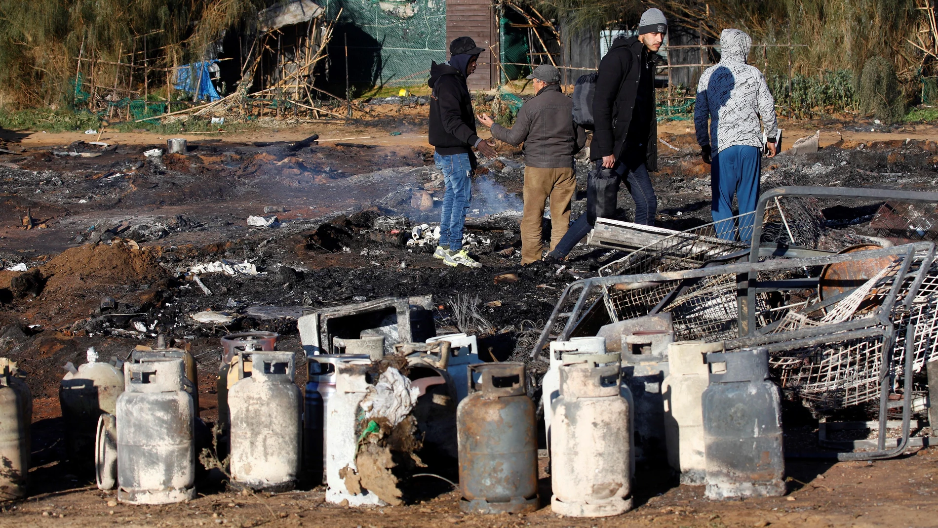 Estado en el que quedó el asentamiento de inmigrantes incendiado el pasado diciembre