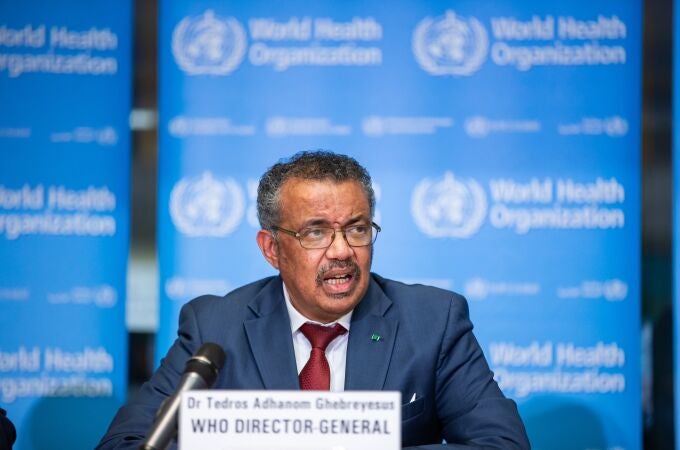 El director general de la Organización Mundial de la Salud (OMS), Tedros Adhanom Ghebreyesus, en rueda de prensa para informar sobre novedades en el brote de coronavirus originado en China.
