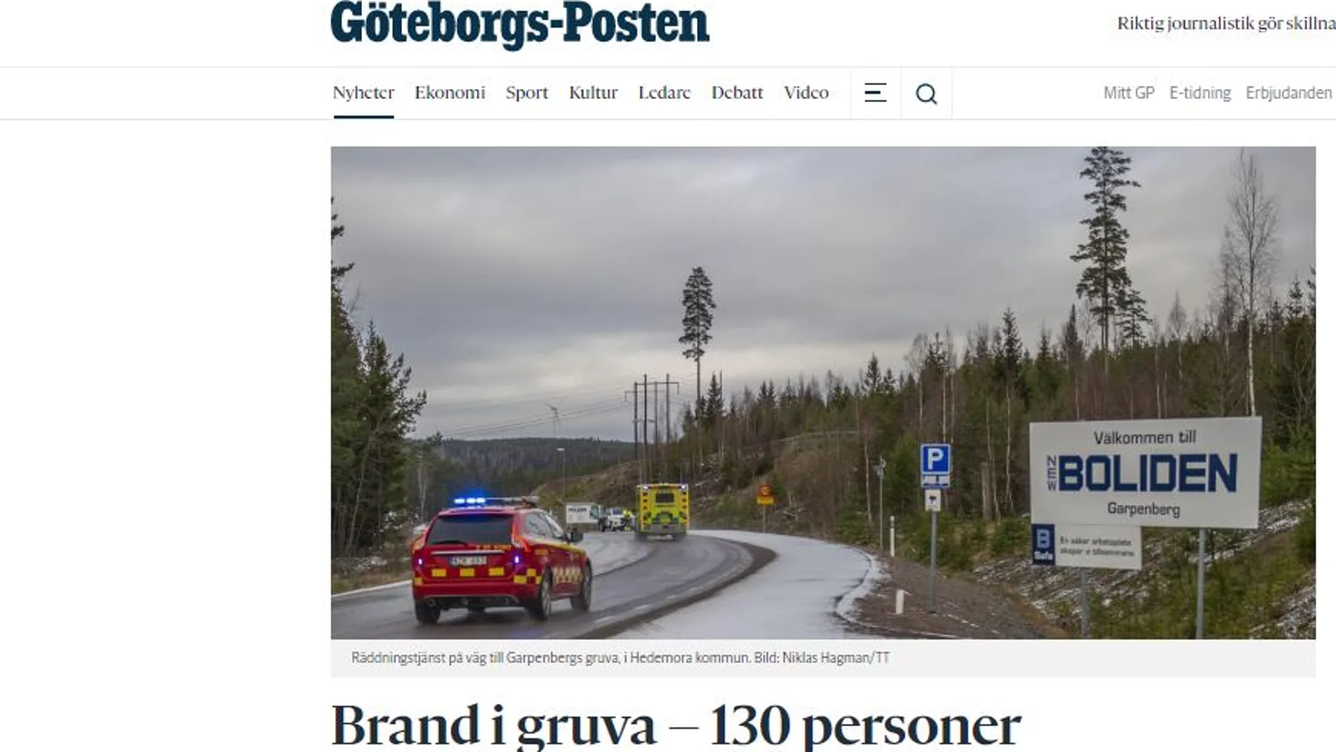Pordata del diario digital sueco Göteborgs