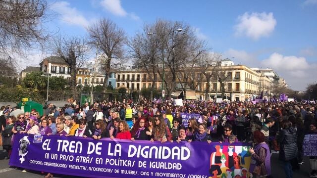 Asistentes a la manifestación de este domingo en Sevilla.TREN DE LA DIGNIDAD09/02/2020