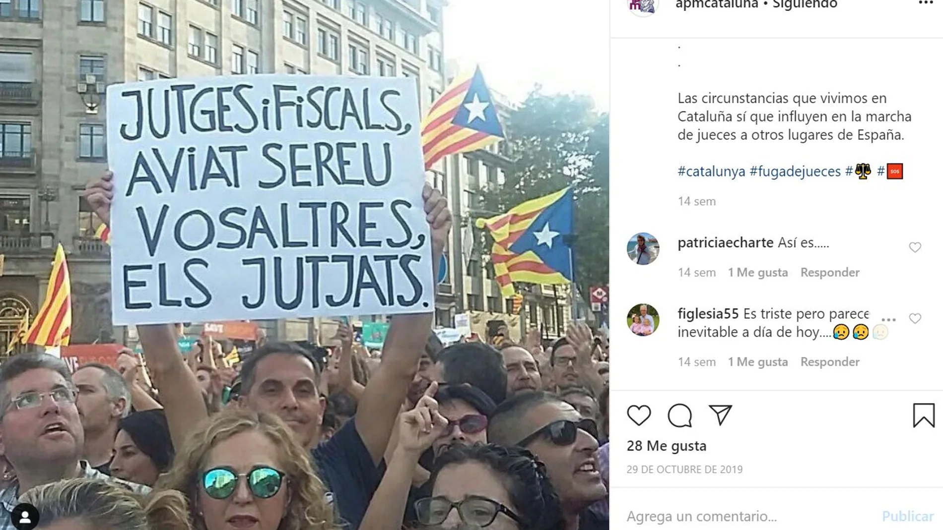 A través de una cuenta personal de Instagram, la Asociación de Profesional de la Magistratura reivindica que la justicia es independiente