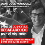 Cartel de la oposición a favor de la liberación de de Juan José Márquez, tío del presidente interino de Venezuela, Juan Guaidó