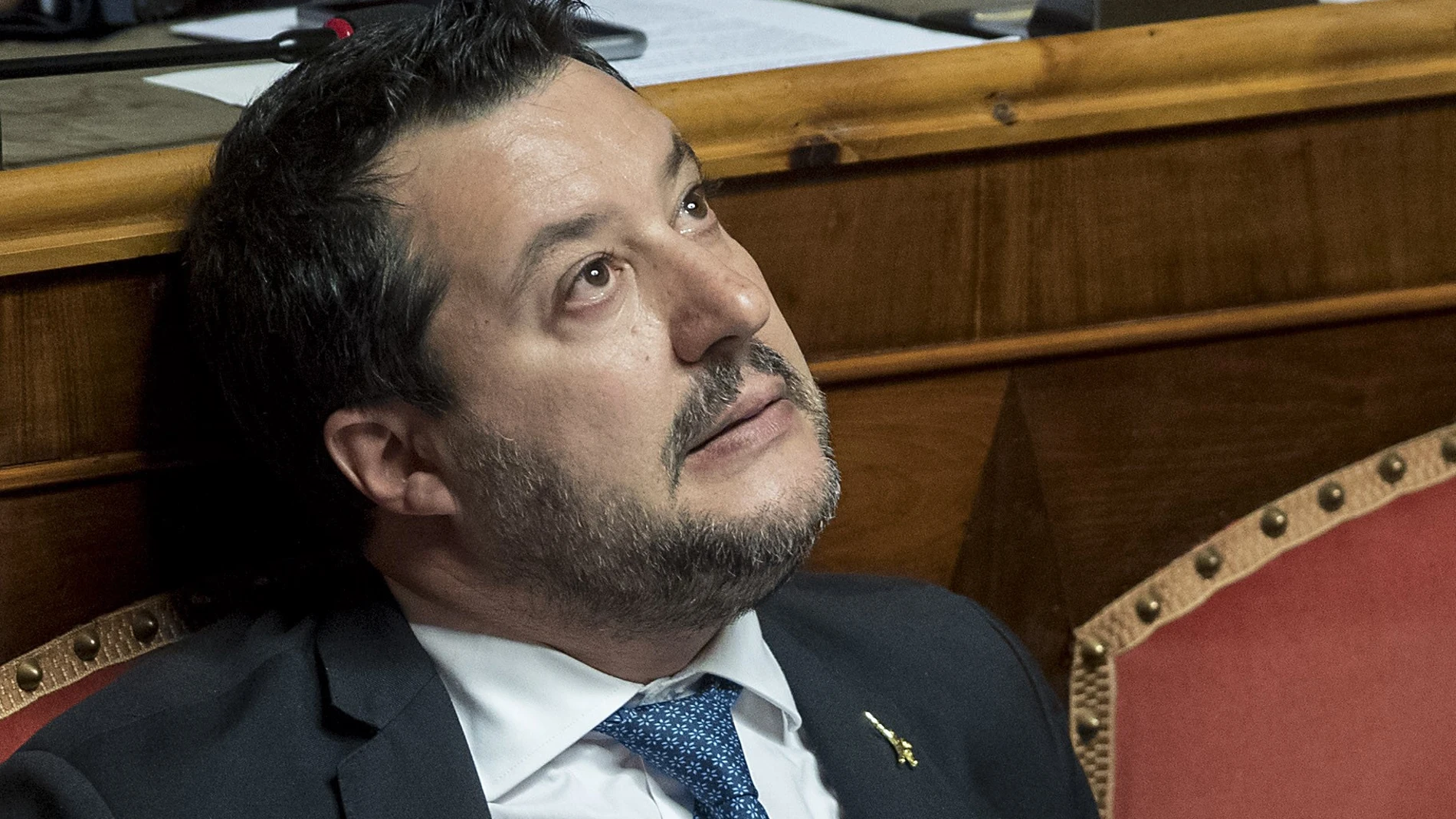 El líder de la Liga, Matteo Salvini, en su escaño del Senado/EP