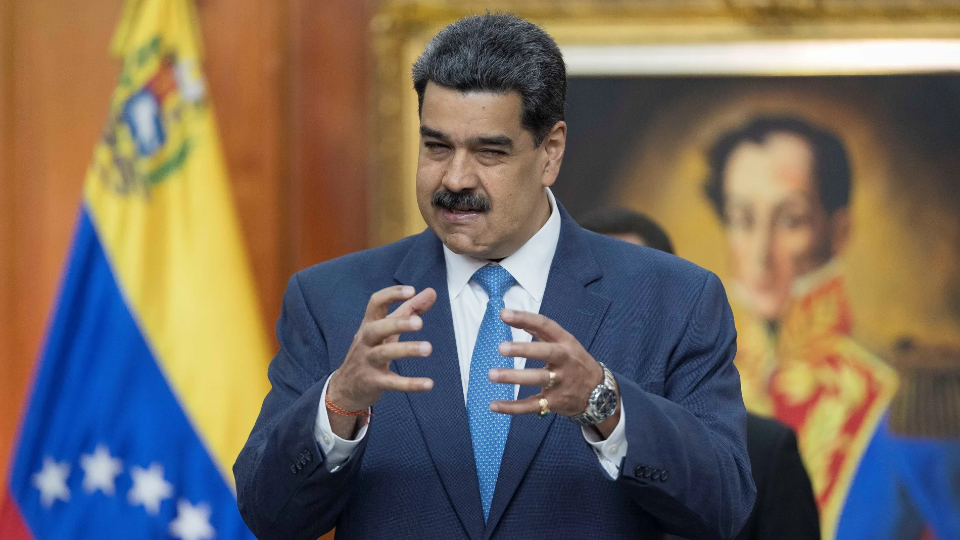 El presidente de Venezuela, Nicolás Maduro, ofrece una rueda de prensa este viernes, en Caracas