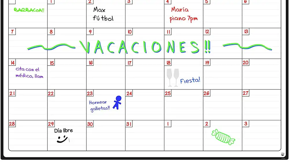 Calendario para la nevera horizontal