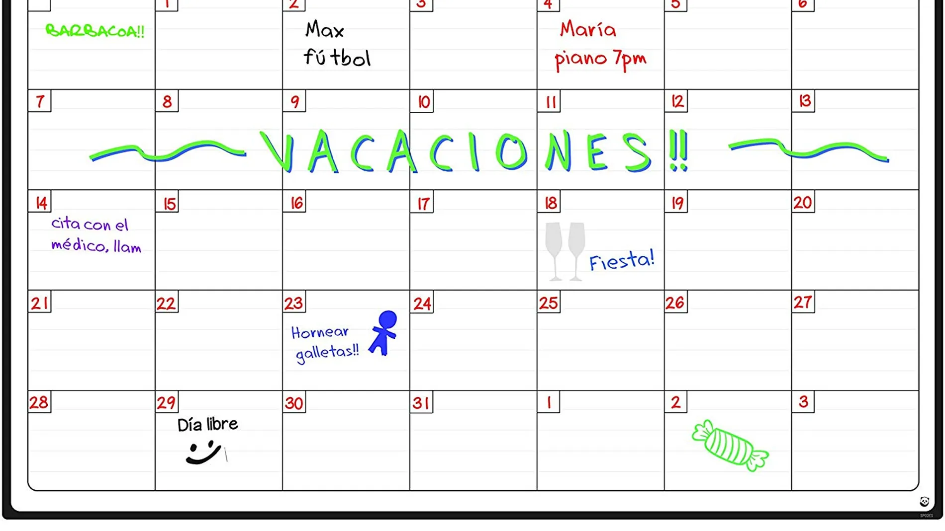 Calendario para la nevera horizontal