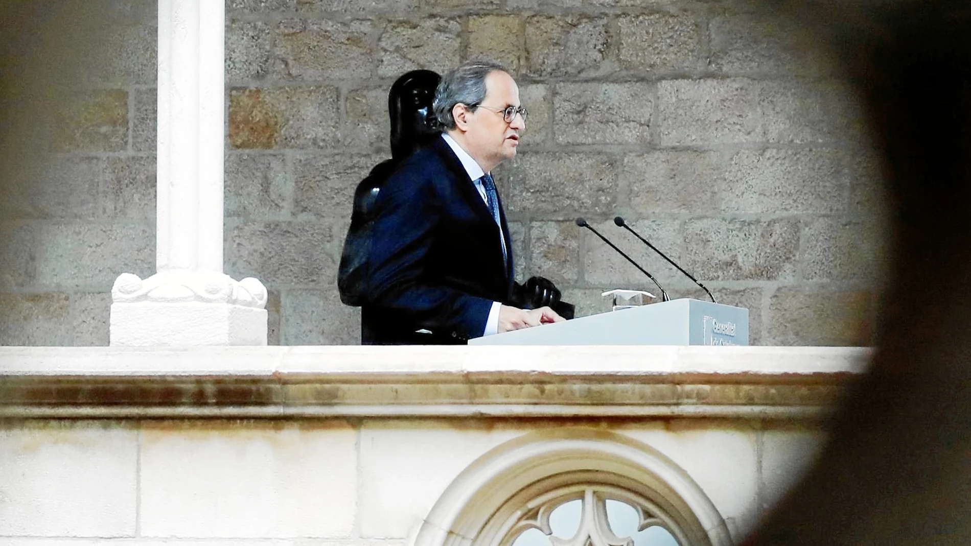 El presidente catalán, Quim Torra, en el Palau de la Generalitat
