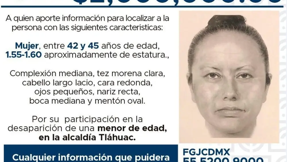Difunden el retrato robot de la mujer que se llevó a niña asesinada en México