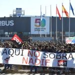 Protesta de trabajadores de Airbus en la fábrica de Getafe (Madrid)