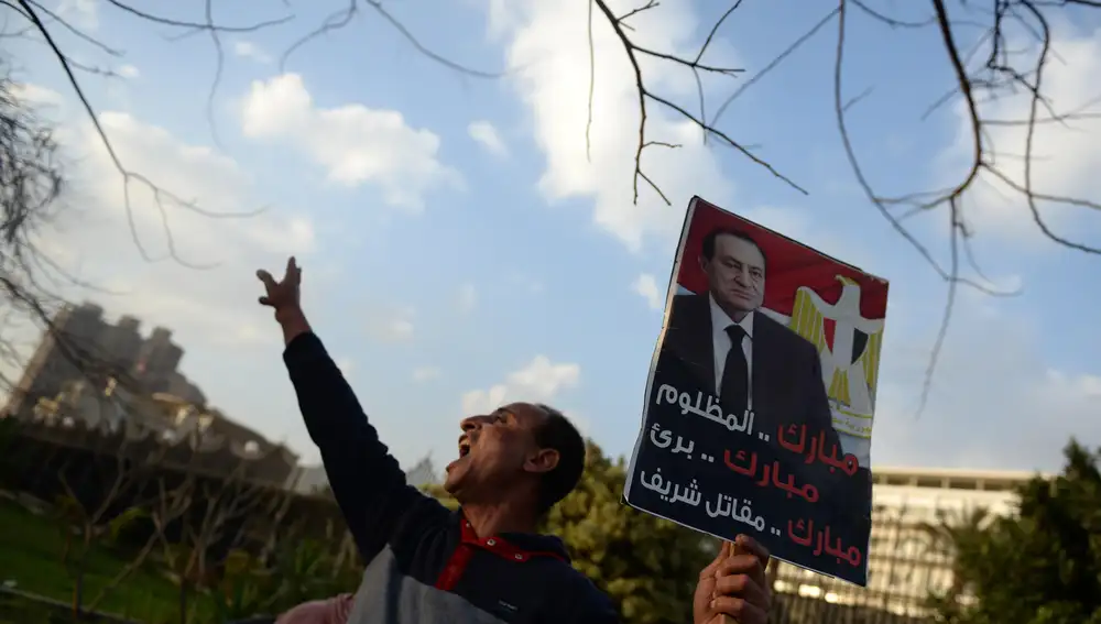 Manifestación a favor de Hosni Mubaraken El Cairo en 2017