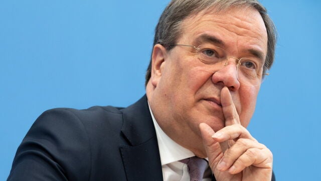 Armin Laschet en la rueda de prensa en la que ha oficializado hoy su candidatura a suceder a Angela Merkel/EFE