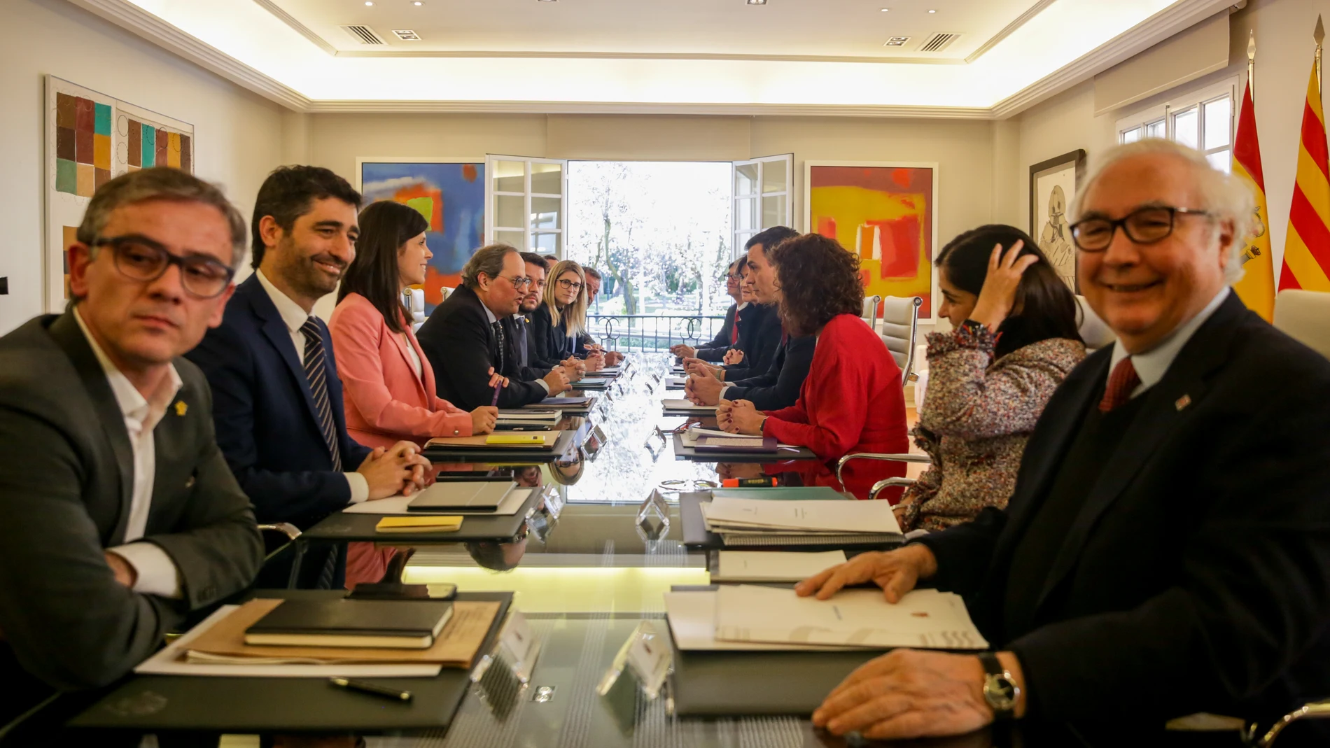 Primera reunión de la mesa de diálogo encabezada por Pedro Sánchez y Quim Torra en la Moncloa