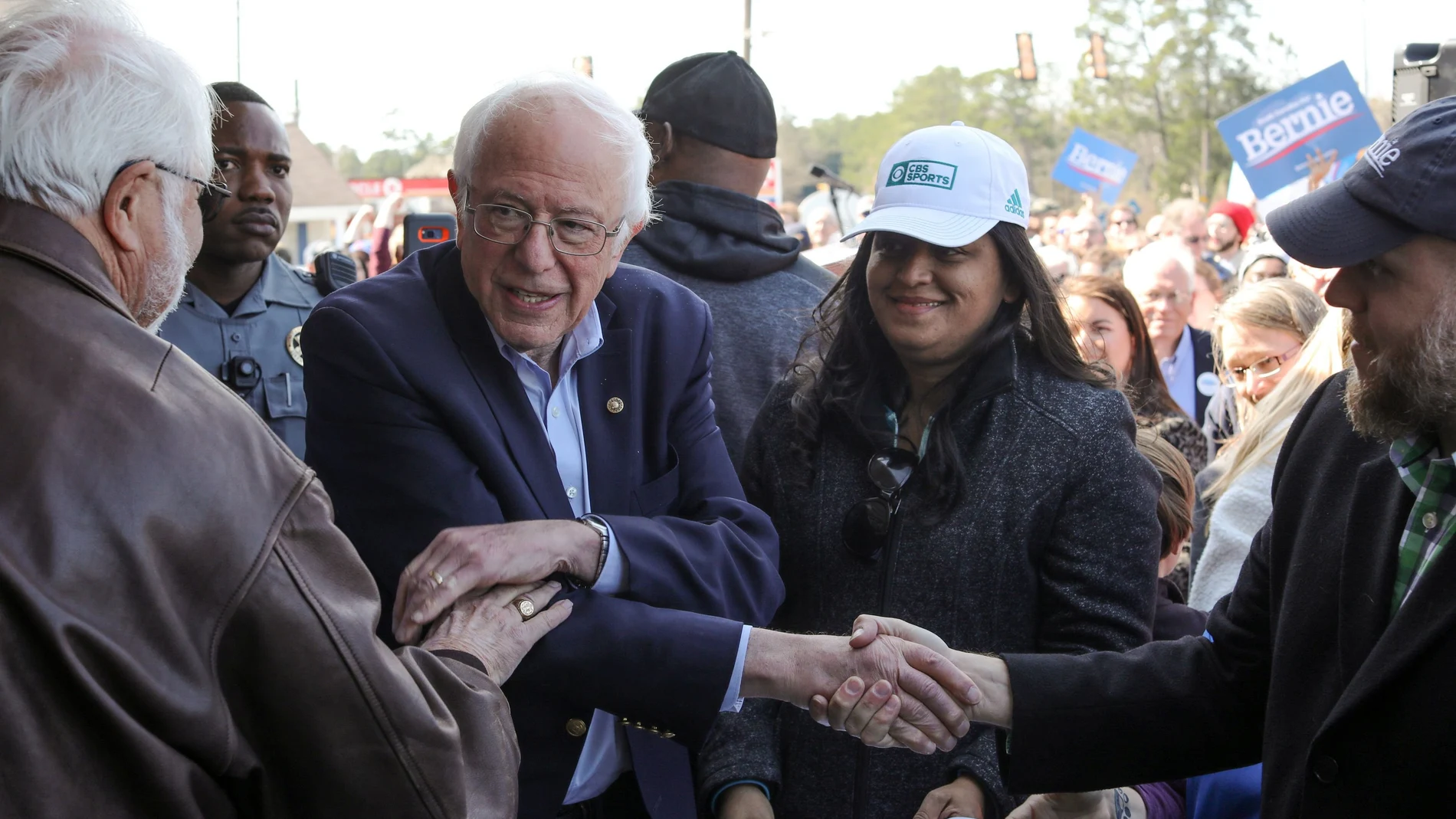 Democratic 2020 U.S. presidential candidate Sanders departs after rallying supporters at a campaign office in Aiken, South Carolina