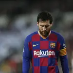 Messi, durante el partido Real Madrid-Barcelona