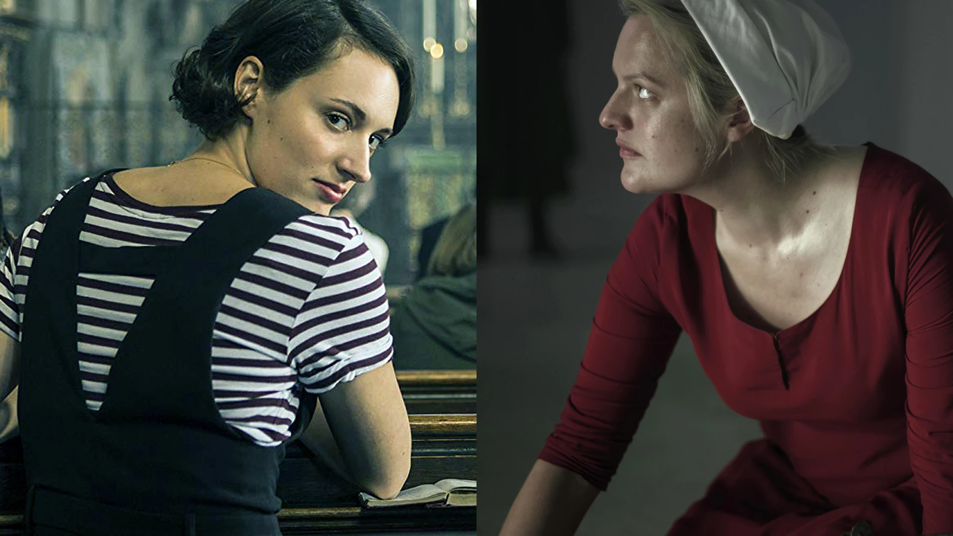 Phoebe Waller-Bridge (izda.) en «Fleabag» y Elisabeth Moss, en «El cuento de la criada»